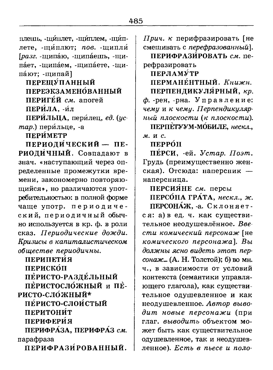 Сканированная страница словаря трудностей русского языка