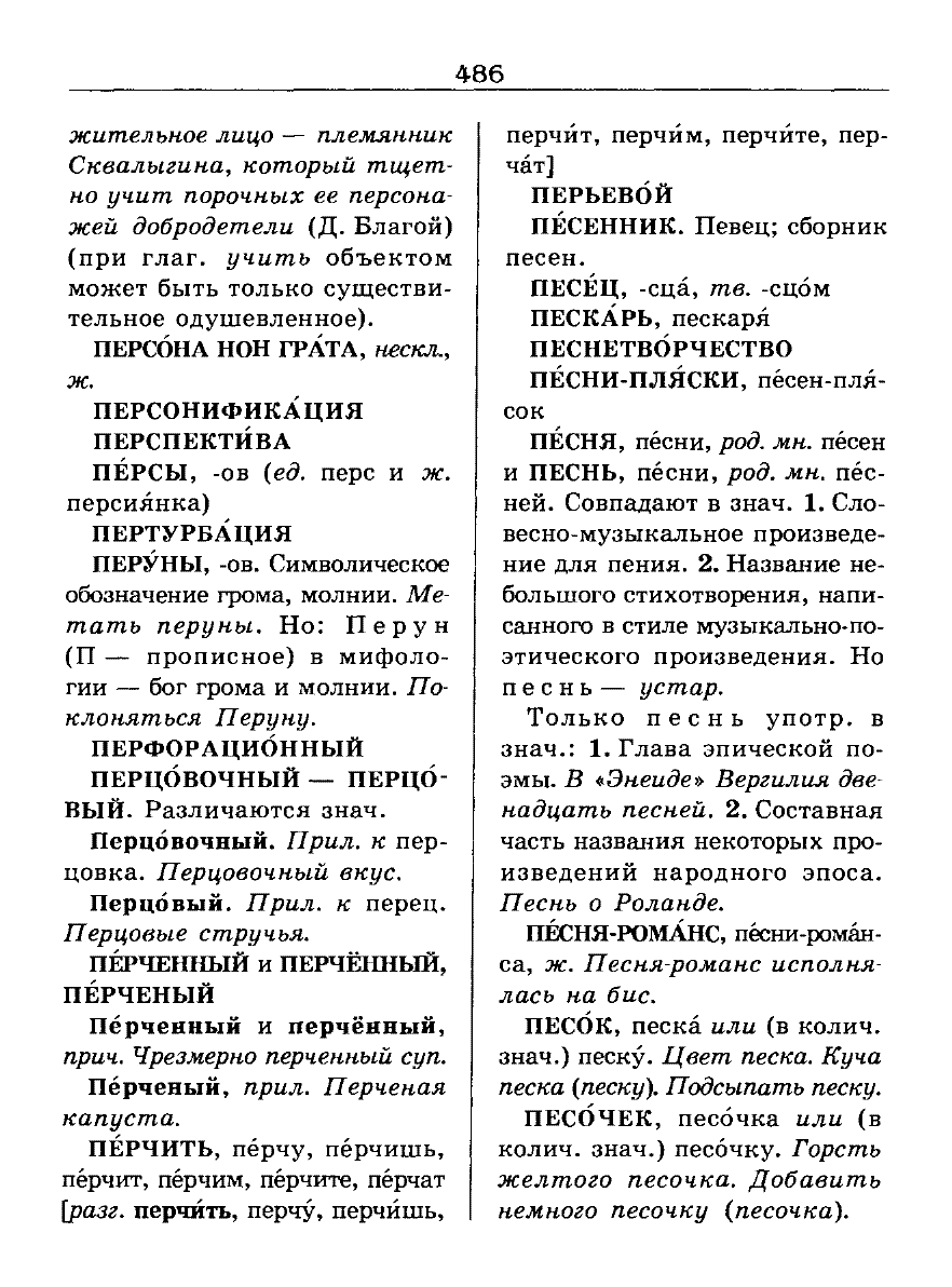 Сканированная страница словаря трудностей русского языка
