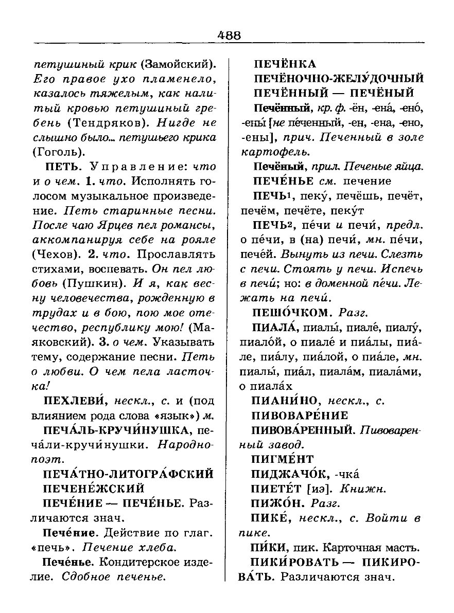 Сканированная страница словаря трудностей русского языка
