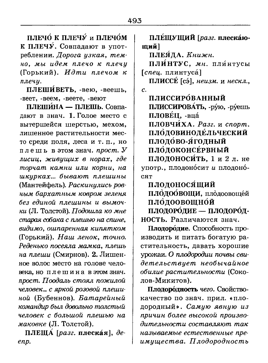 Сканированная страница словаря трудностей русского языка