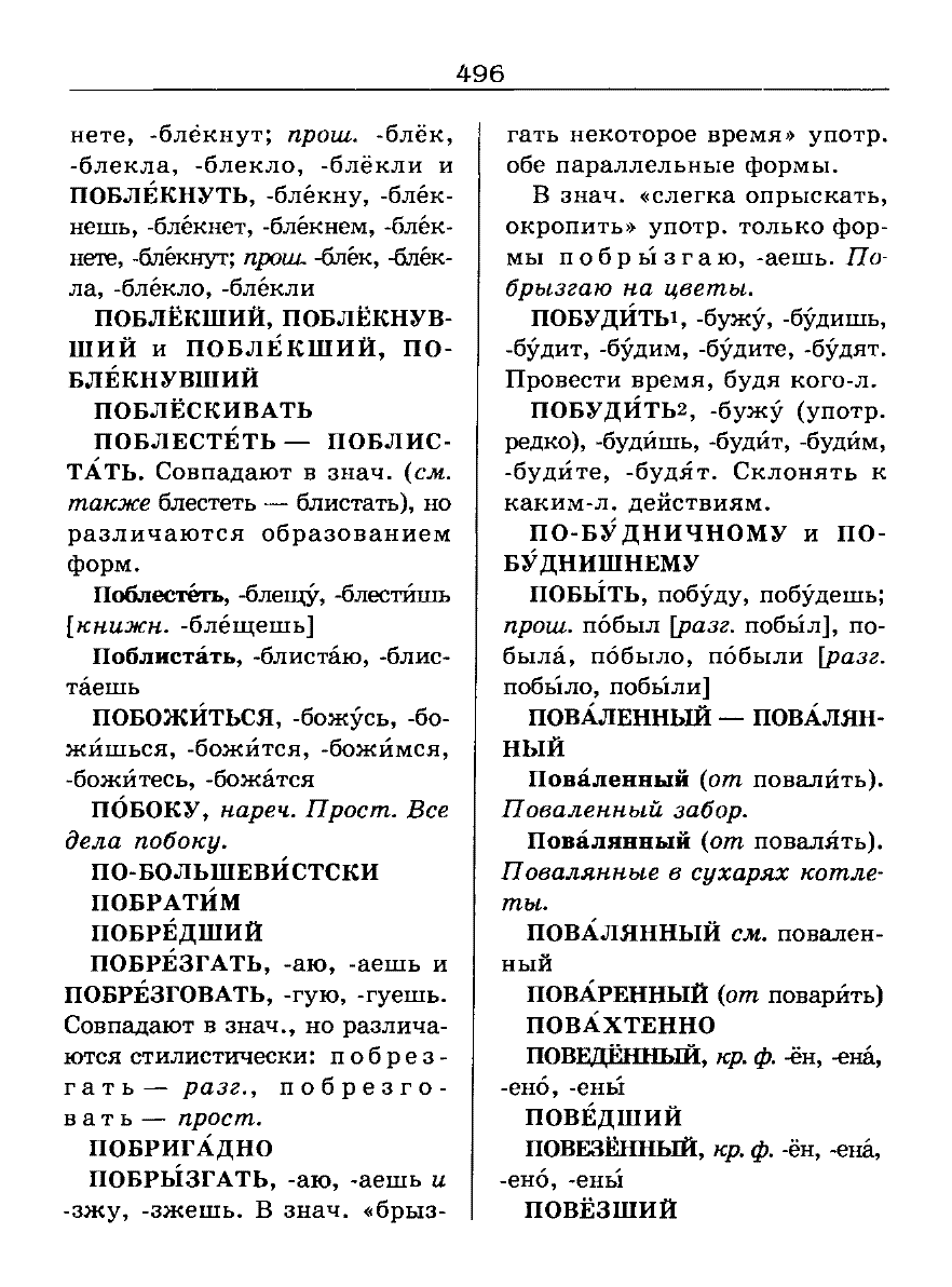Сканированная страница словаря трудностей русского языка