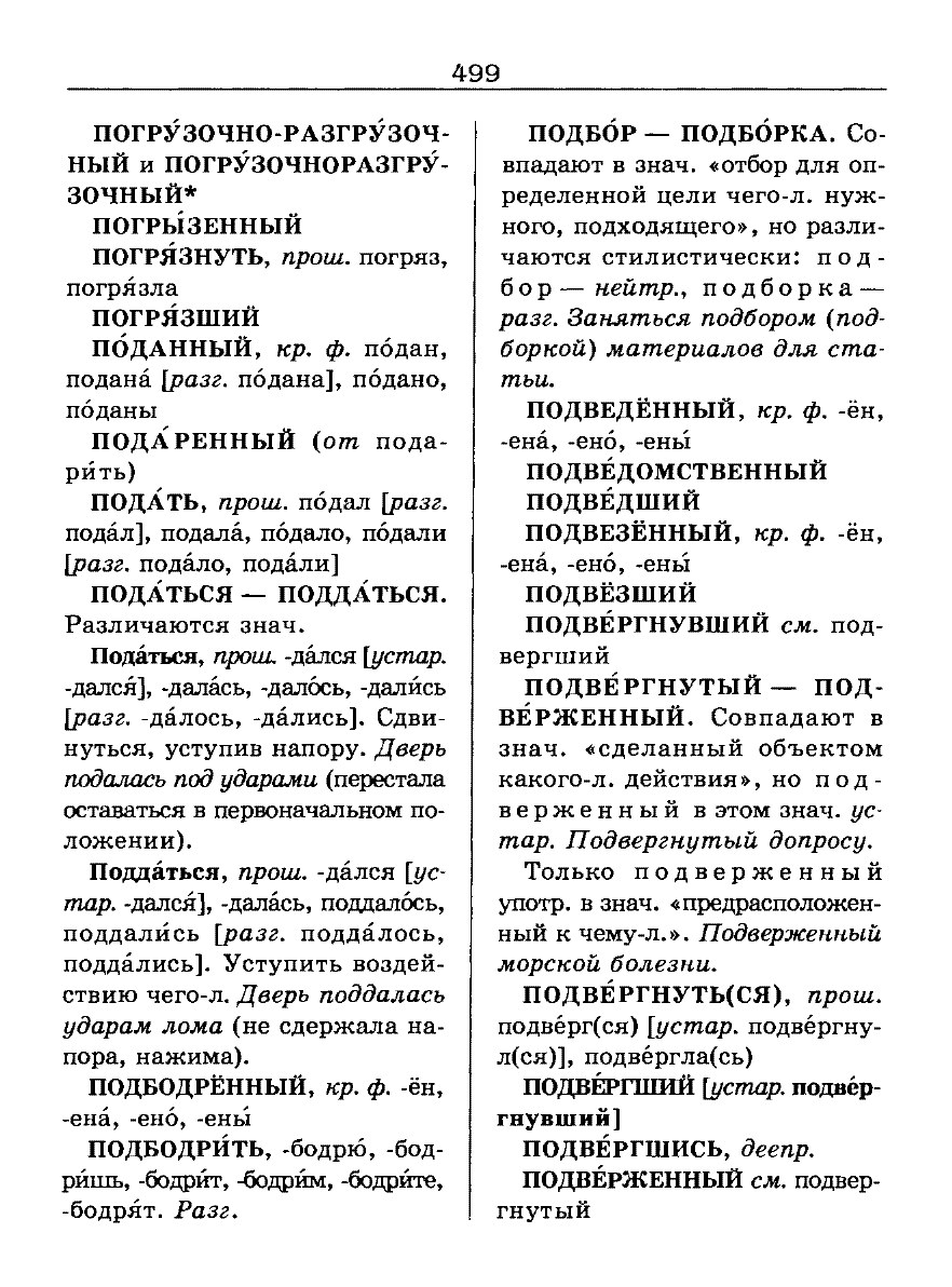 Сканированная страница словаря трудностей русского языка