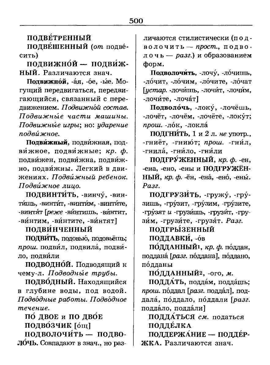 Сканированная страница словаря трудностей русского языка