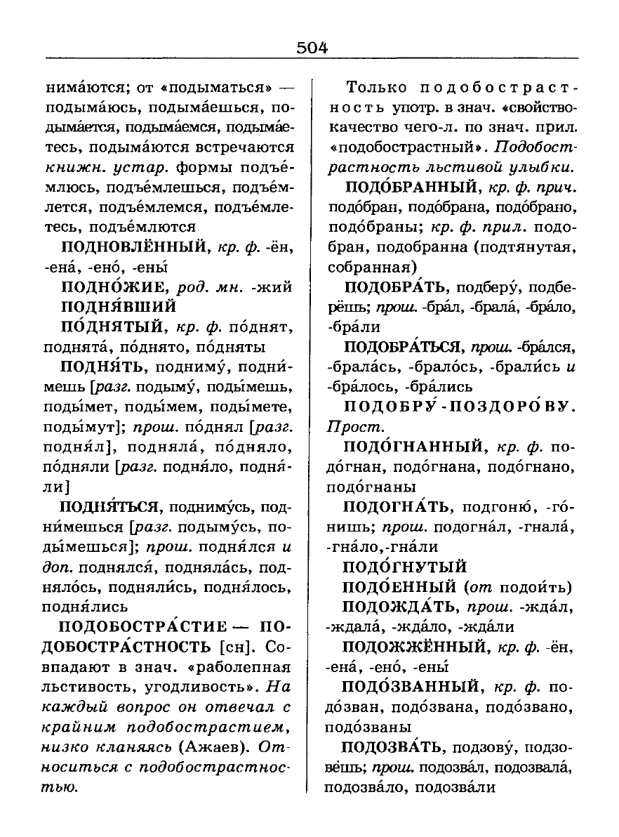 Сканированная страница словаря трудностей русского языка