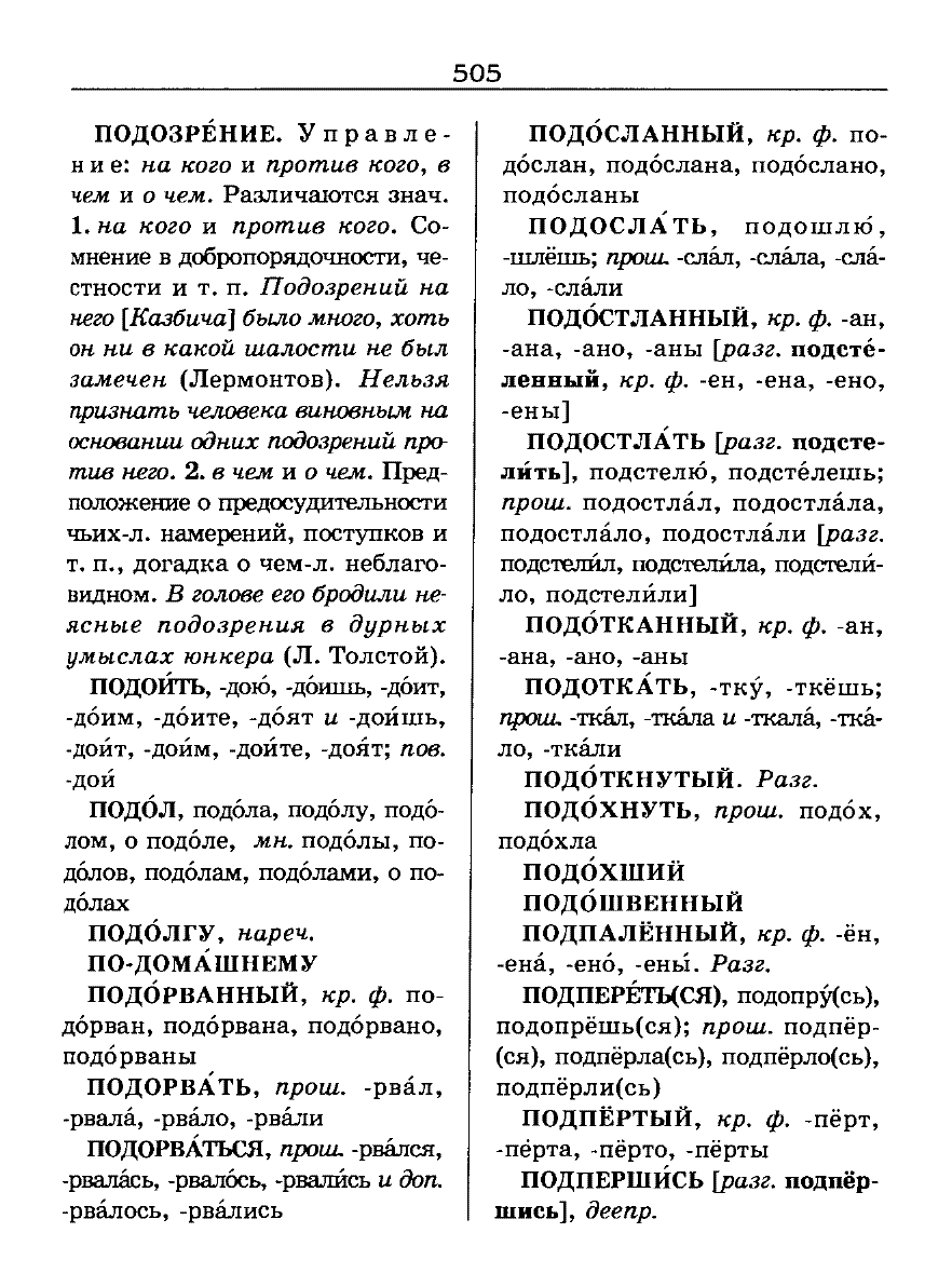 Сканированная страница словаря трудностей русского языка