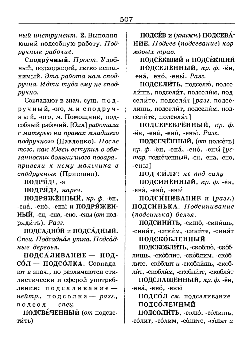 Сканированная страница словаря трудностей русского языка