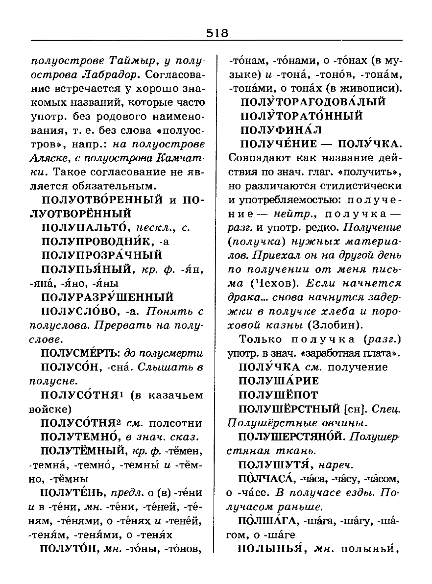 Сканированная страница словаря трудностей русского языка