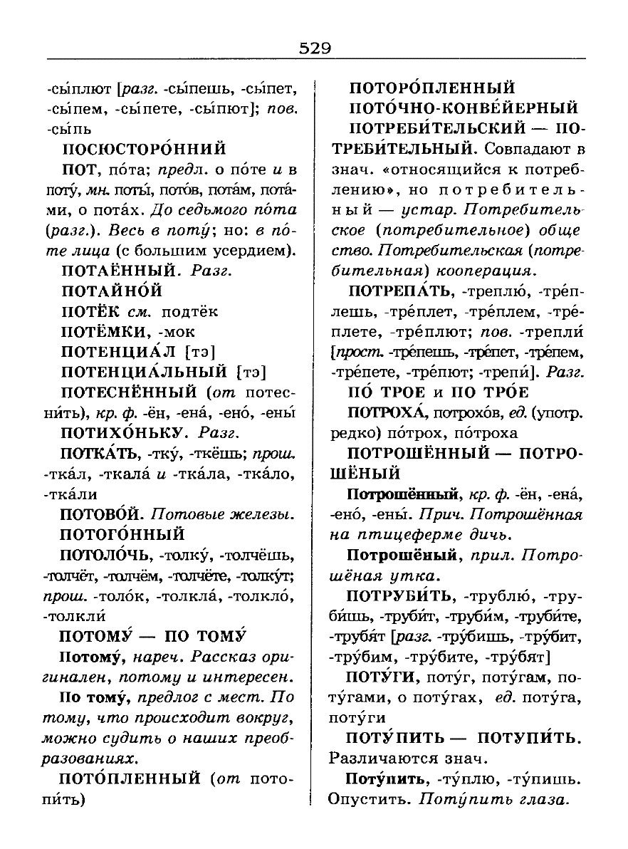 Сканированная страница словаря трудностей русского языка
