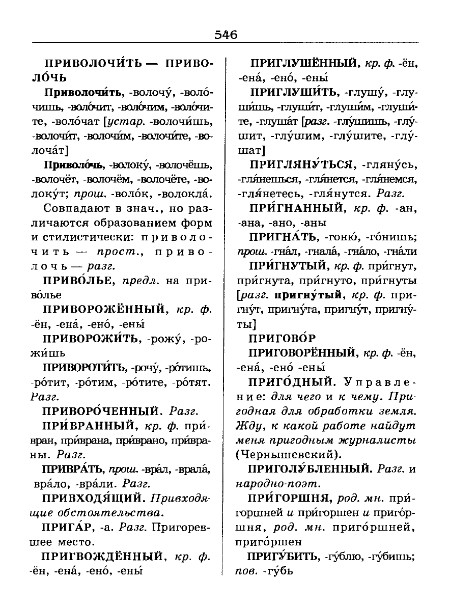 Сканированная страница словаря трудностей русского языка