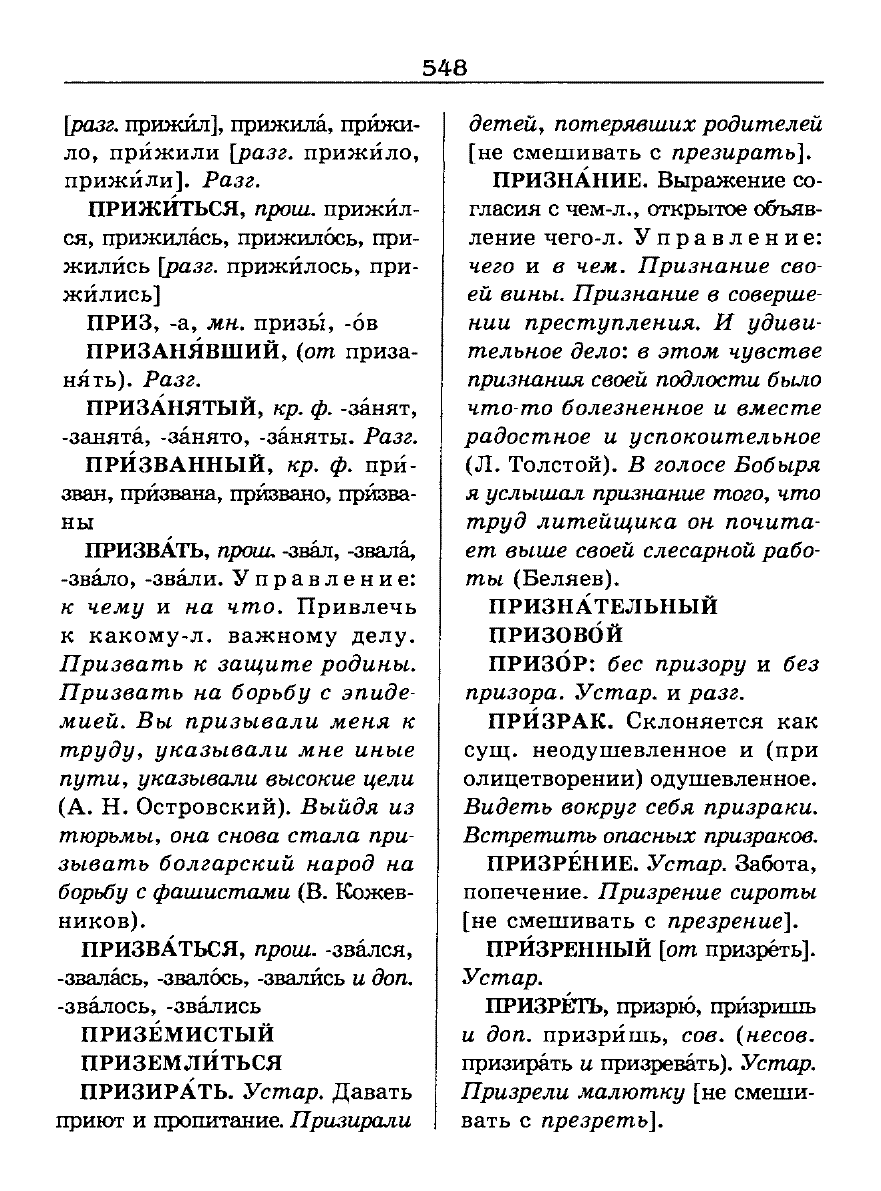 Сканированная страница словаря трудностей русского языка