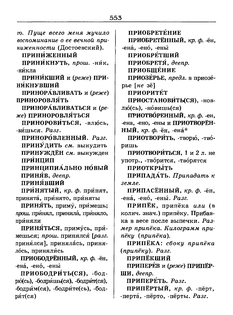 Сканированная страница словаря трудностей русского языка