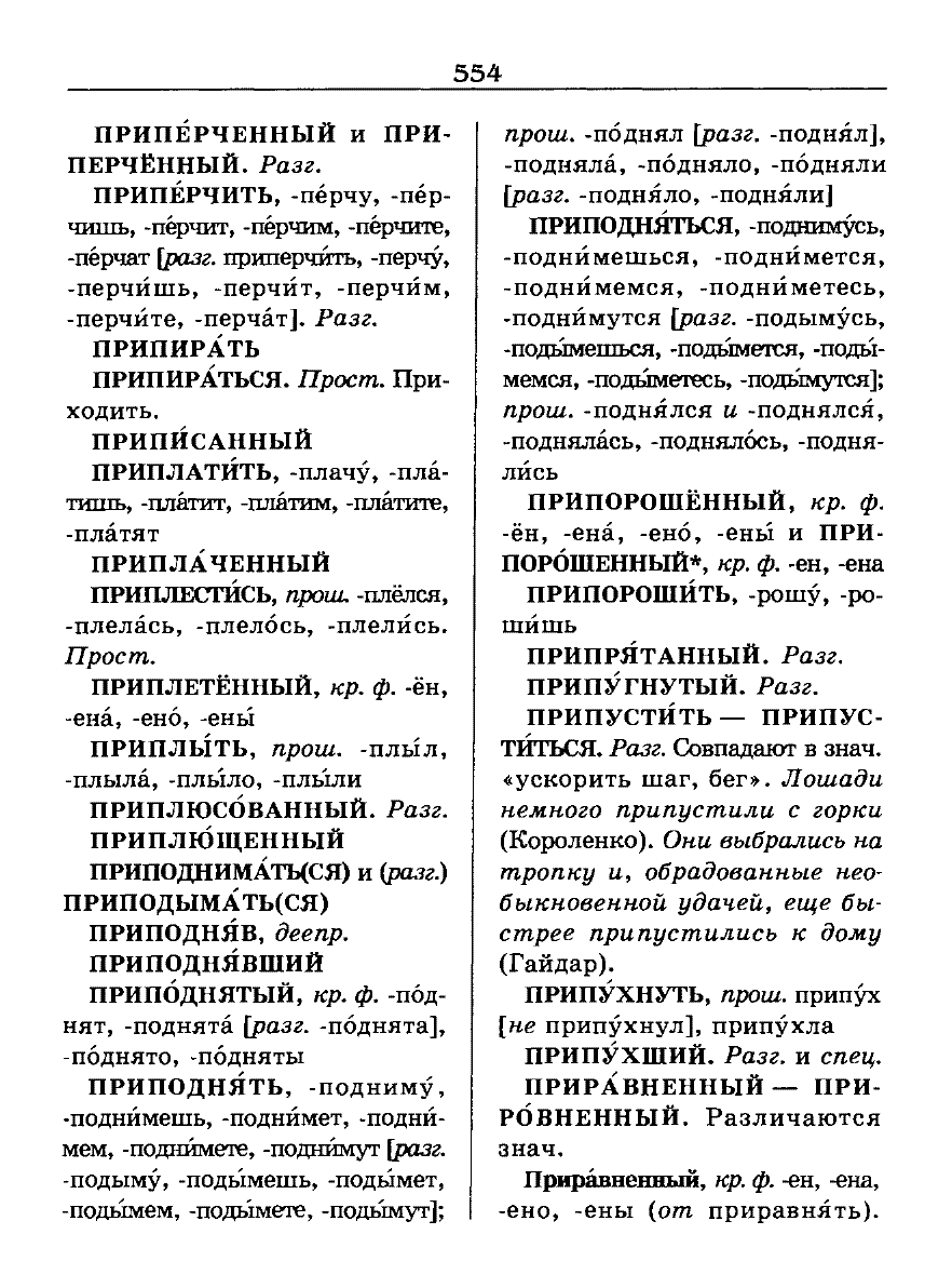 Сканированная страница словаря трудностей русского языка