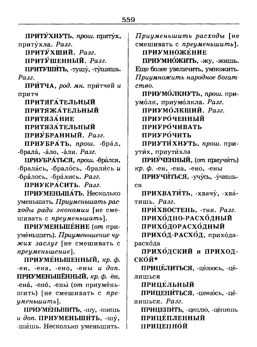 Сканированная страница словаря трудностей русского языка