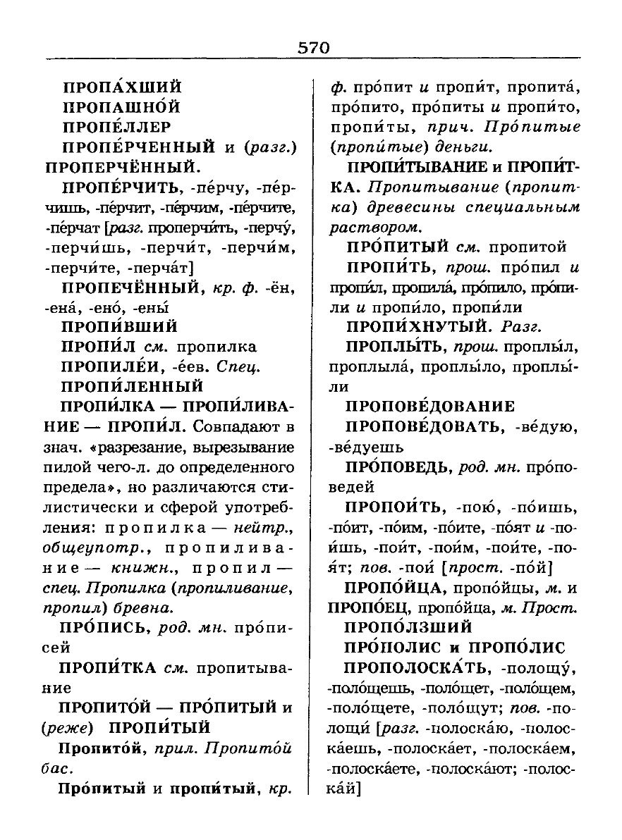 Сканированная страница словаря трудностей русского языка