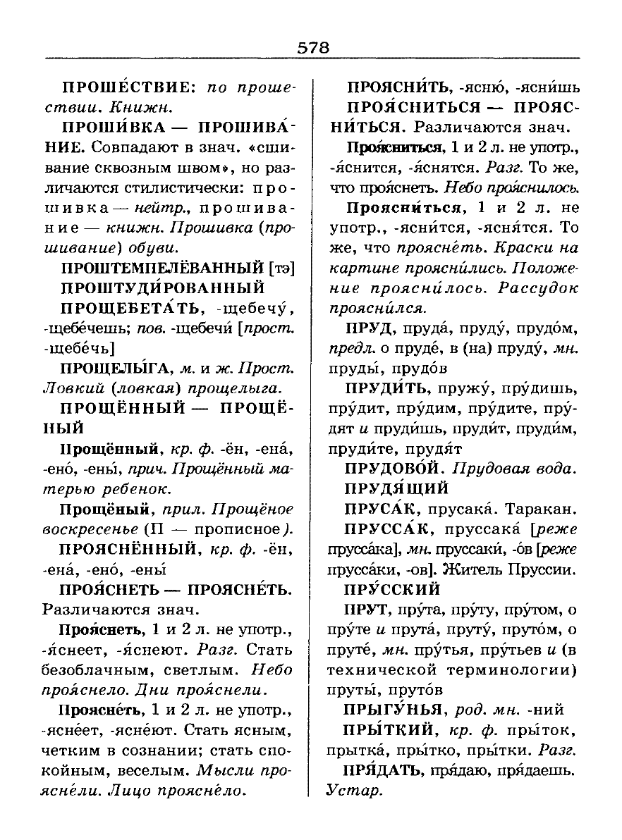 Сканированная страница словаря трудностей русского языка