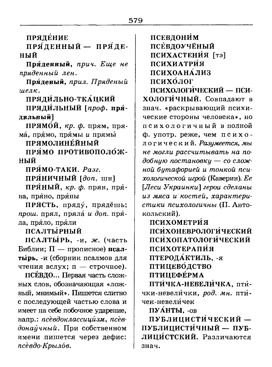 Сканированная страница словаря трудностей русского языка