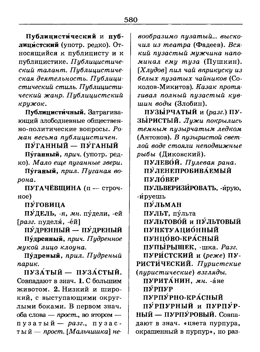Сканированная страница словаря трудностей русского языка