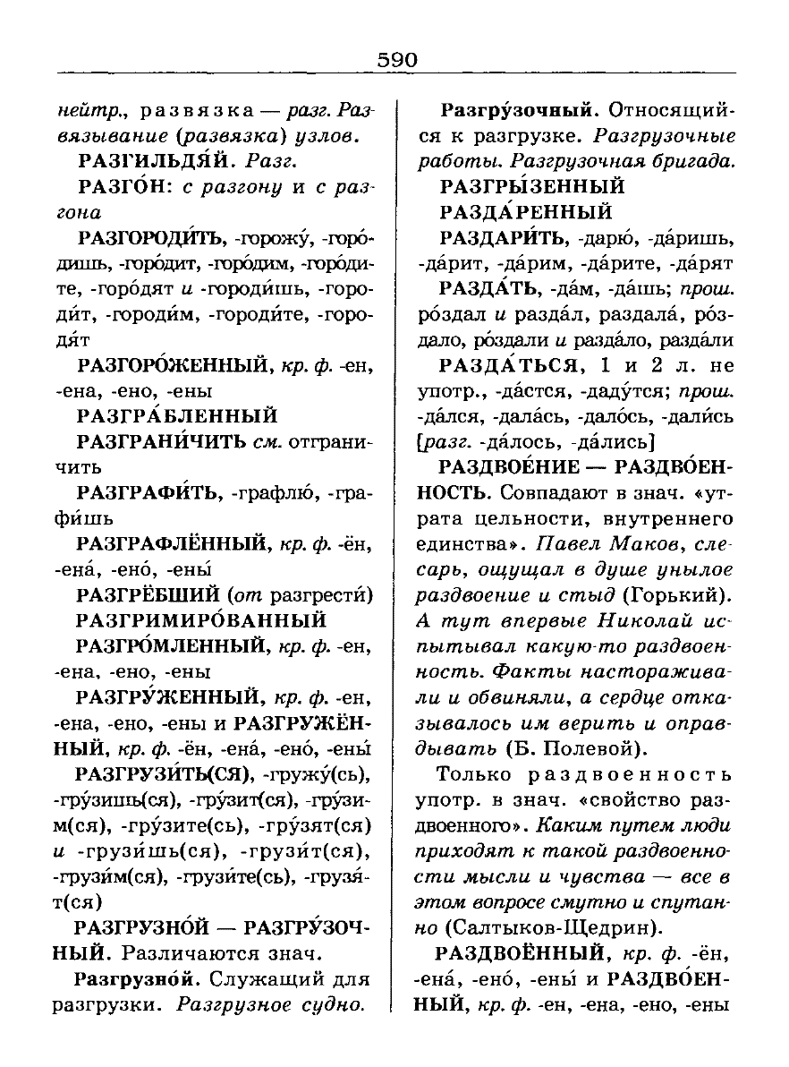Сканированная страница словаря трудностей русского языка