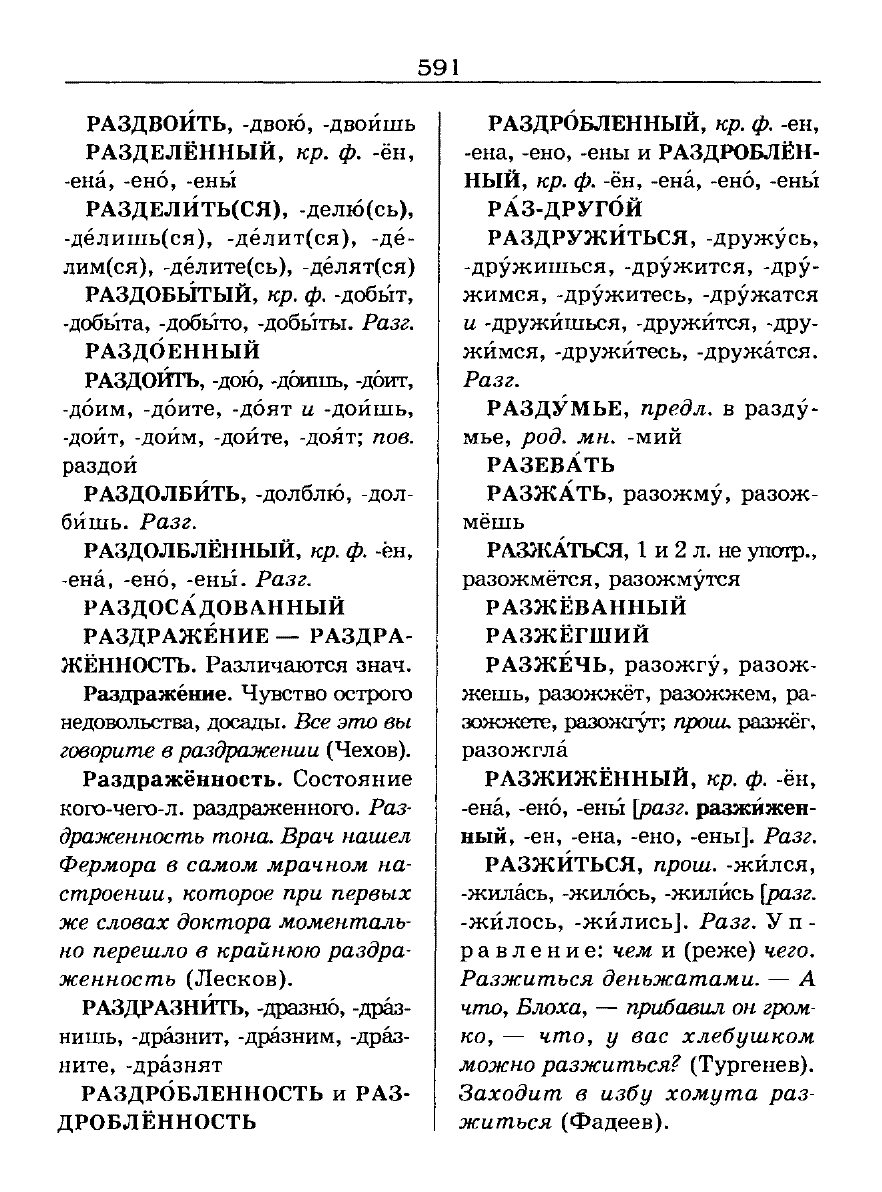 Сканированная страница словаря трудностей русского языка