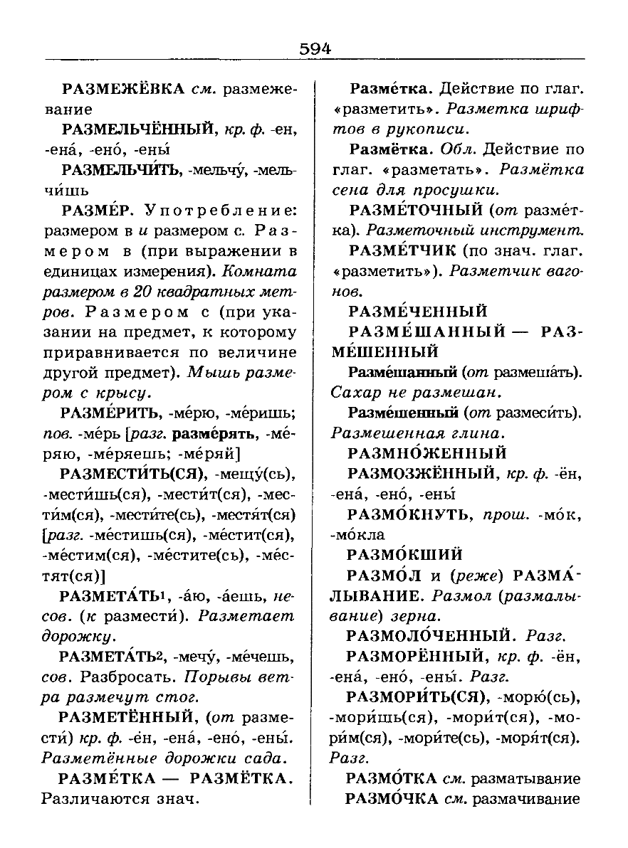 Сканированная страница словаря трудностей русского языка