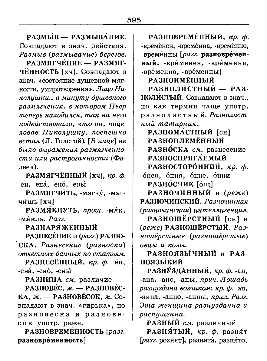 Сканированная страница словаря трудностей русского языка