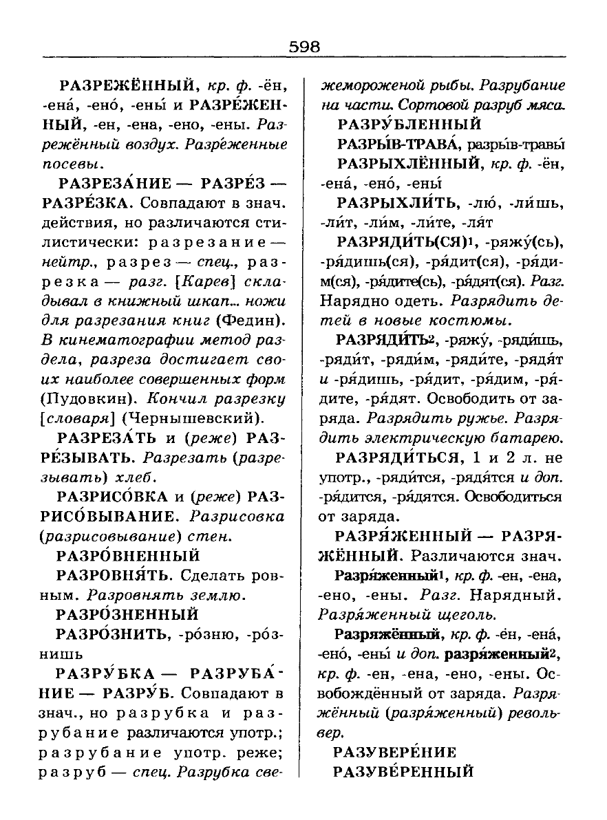 Сканированная страница словаря трудностей русского языка