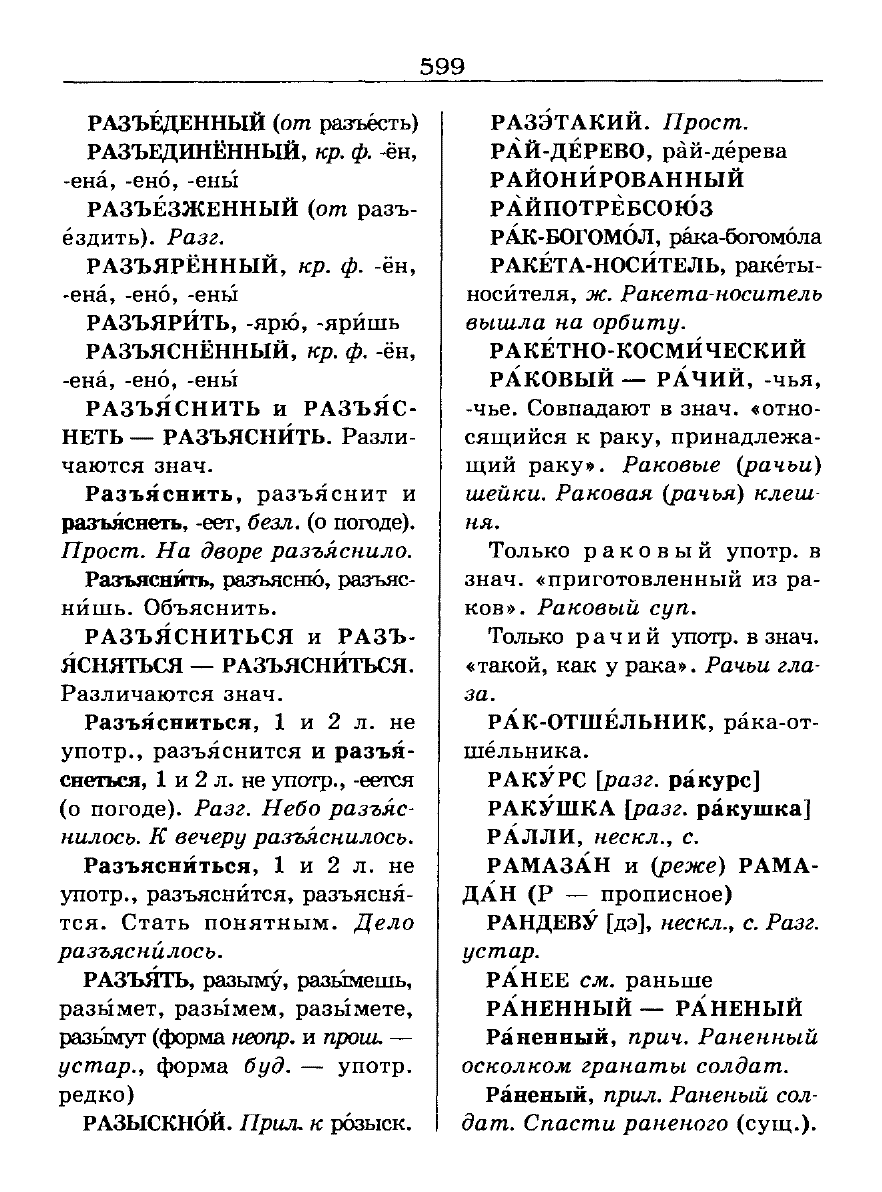 Сканированная страница словаря трудностей русского языка