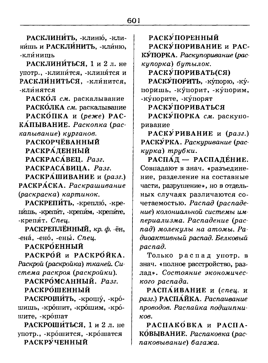 Сканированная страница словаря трудностей русского языка