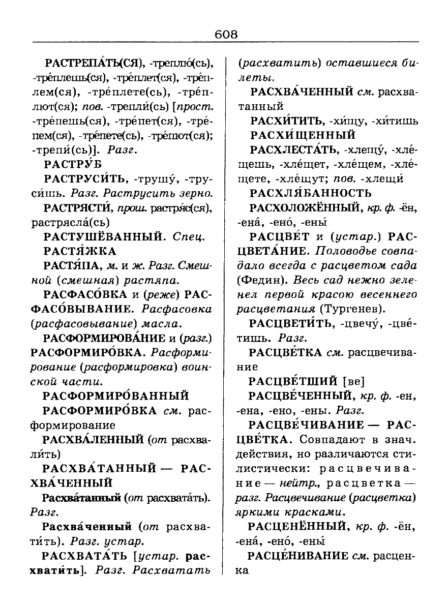 Сканированная страница словаря трудностей русского языка