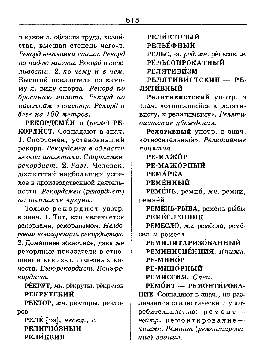 Сканированная страница словаря трудностей русского языка