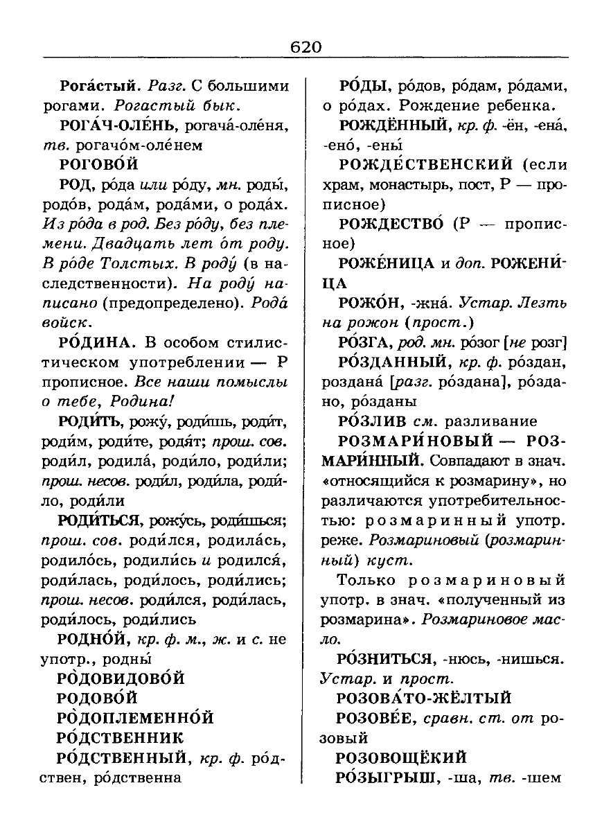 Сканированная страница словаря трудностей русского языка