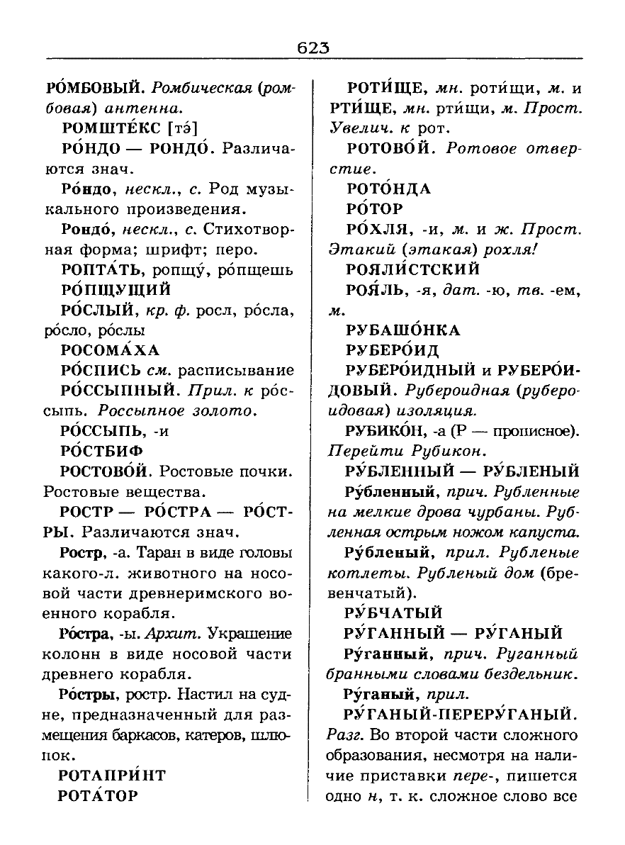Сканированная страница словаря трудностей русского языка