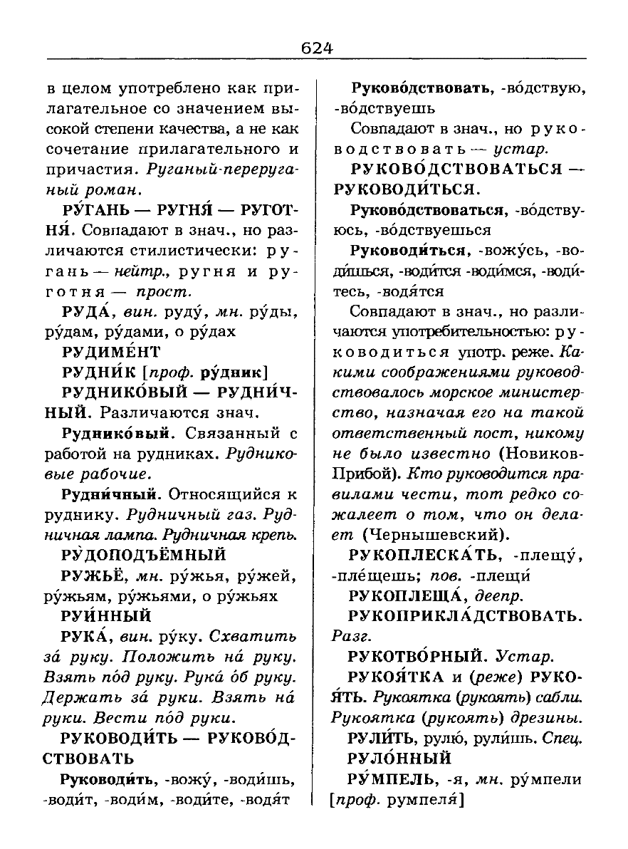 Сканированная страница словаря трудностей русского языка