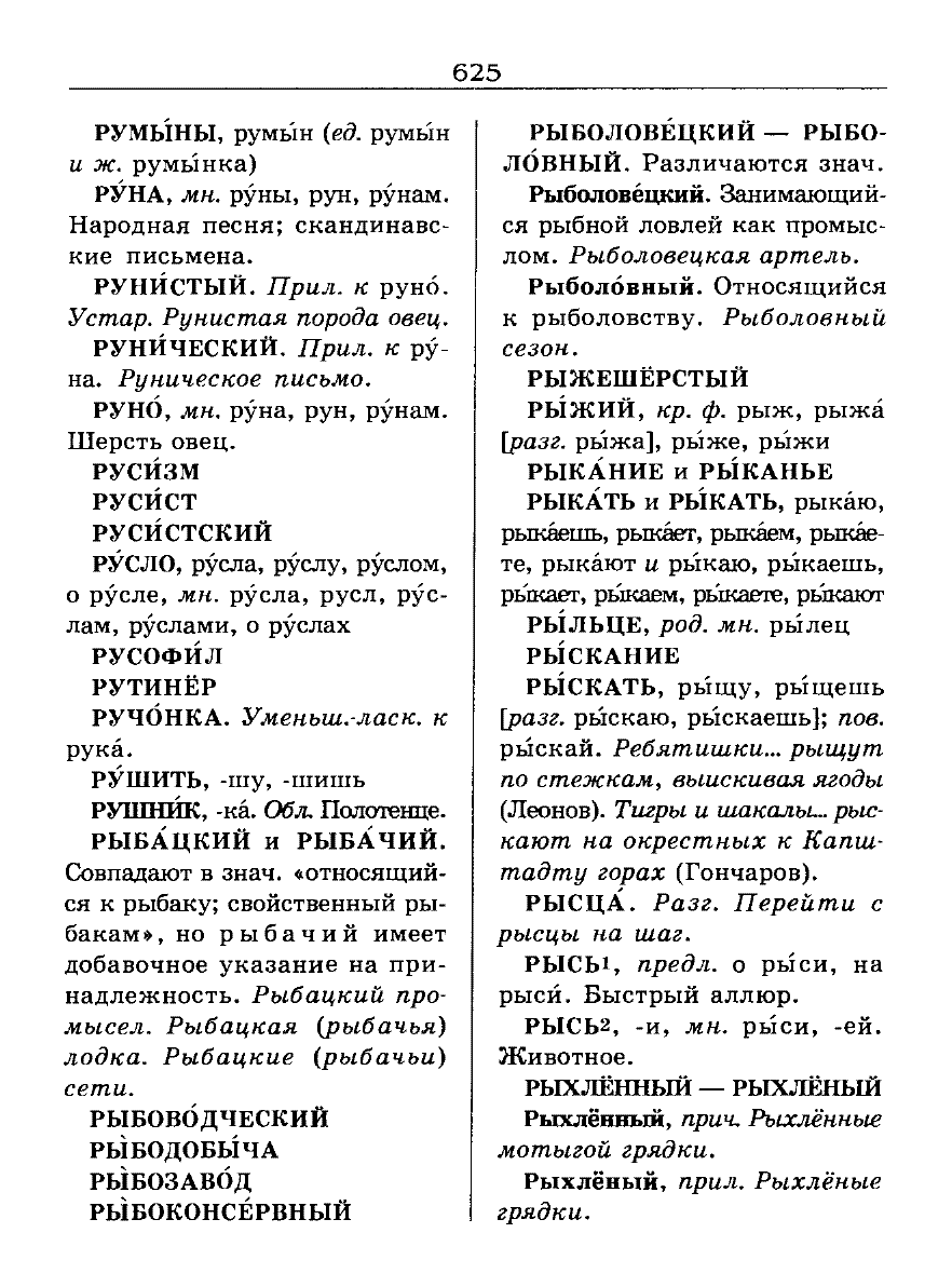Сканированная страница словаря трудностей русского языка