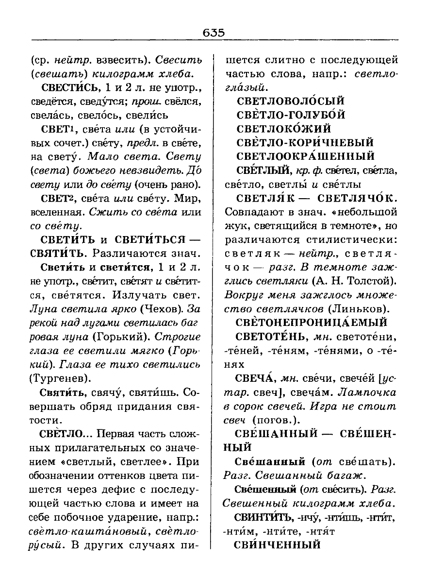 Сканированная страница словаря трудностей русского языка