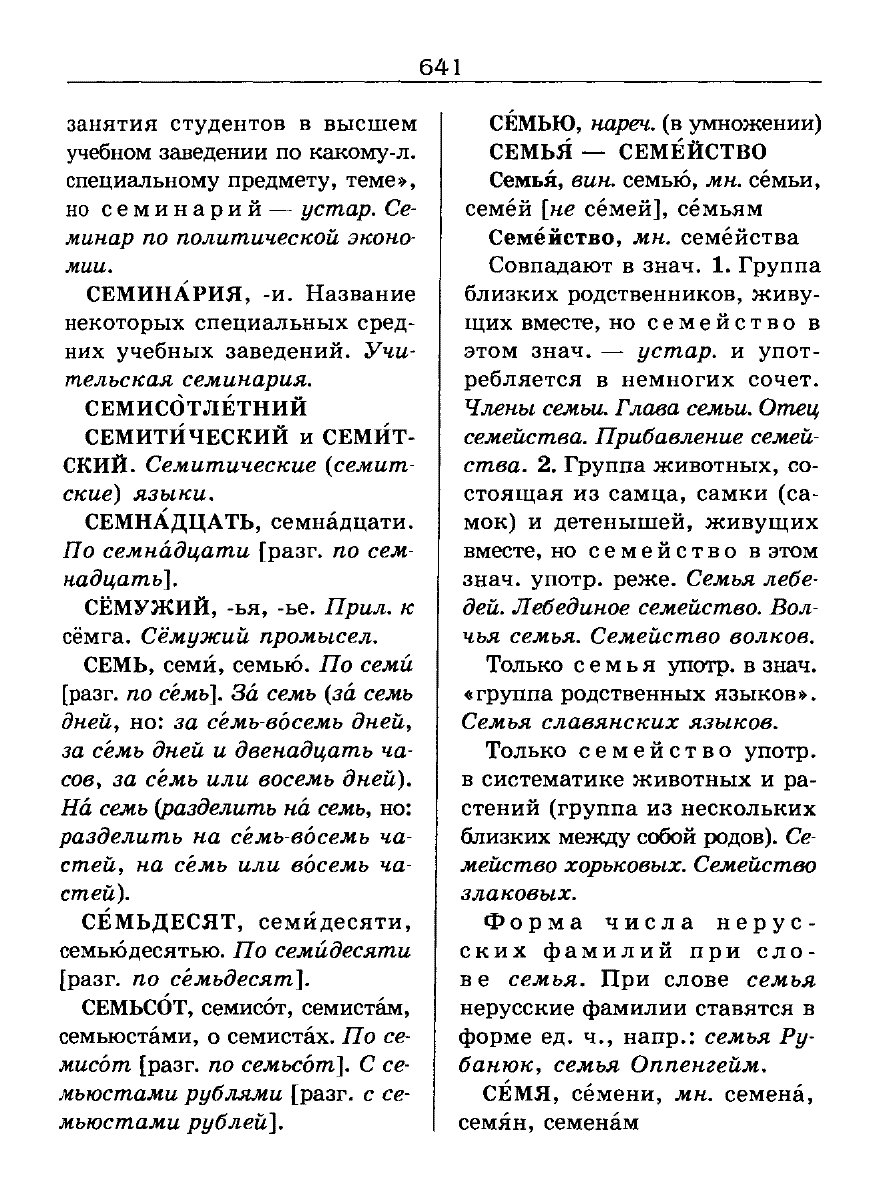 Сканированная страница словаря трудностей русского языка