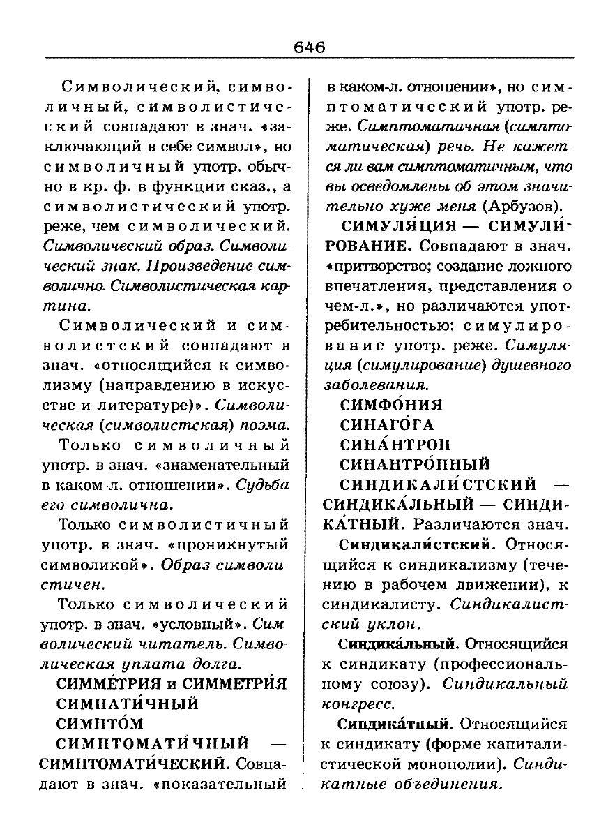 Сканированная страница словаря трудностей русского языка