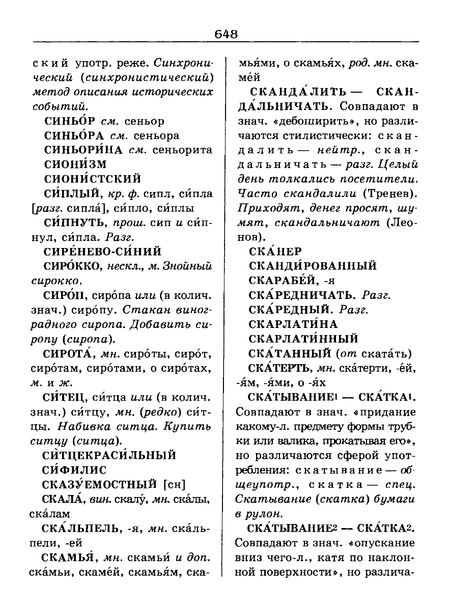 Сканированная страница словаря трудностей русского языка