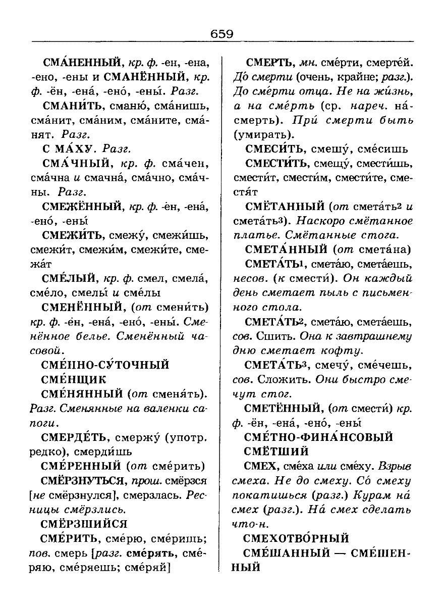 Сканированная страница словаря трудностей русского языка