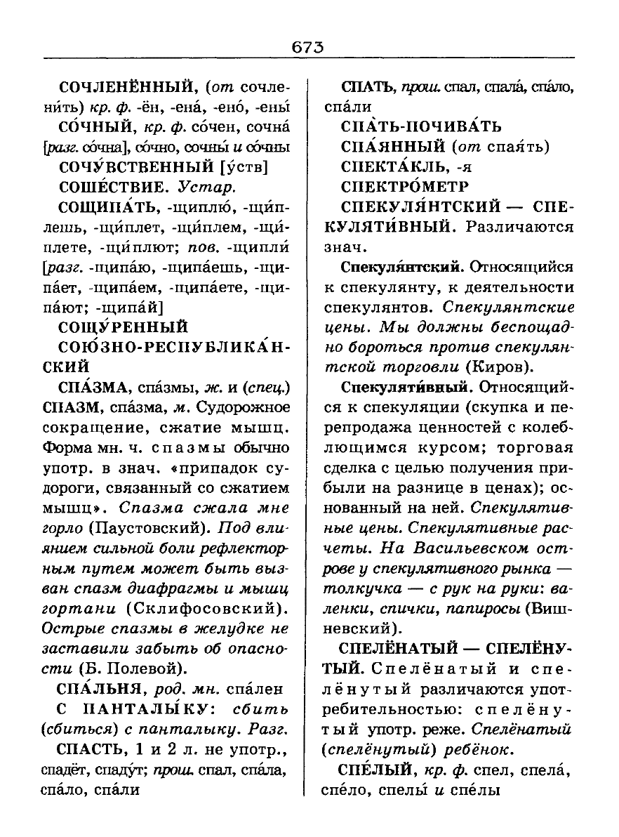 Сканированная страница словаря трудностей русского языка