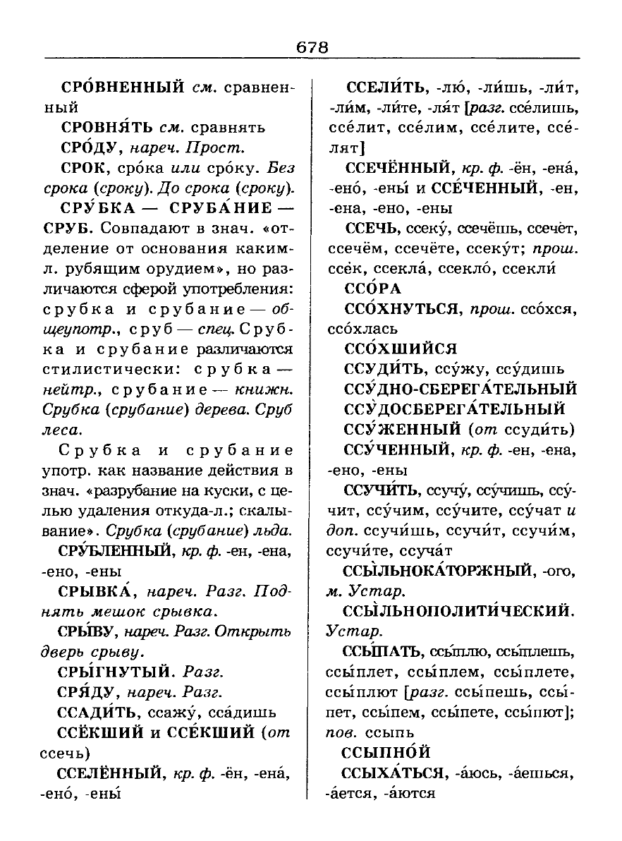 Сканированная страница словаря трудностей русского языка