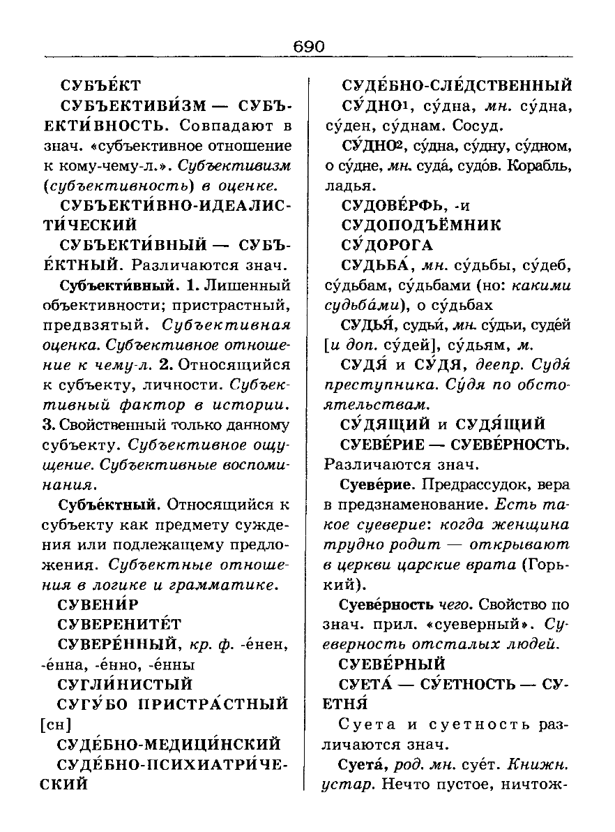 Сканированная страница словаря трудностей русского языка