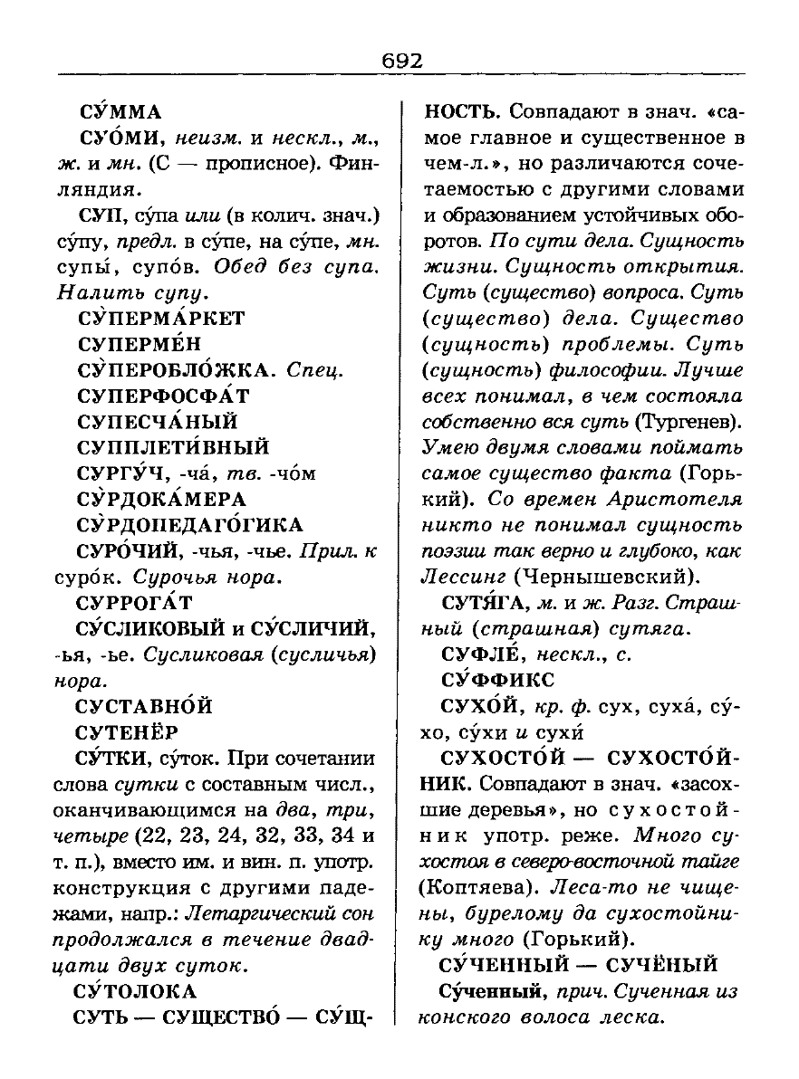 Сканированная страница словаря трудностей русского языка