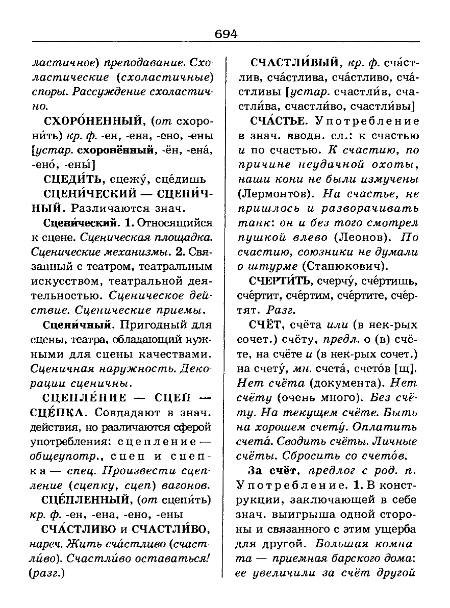 Сканированная страница словаря трудностей русского языка