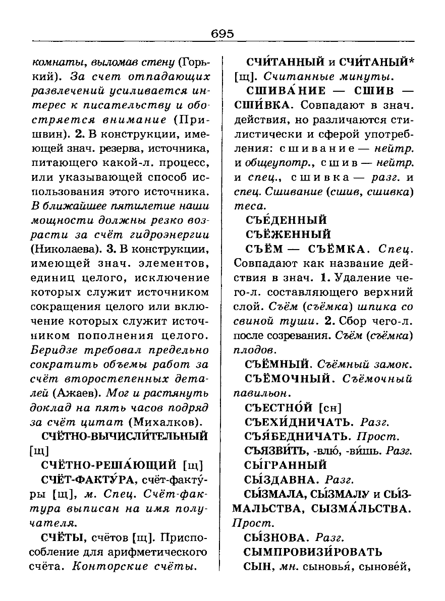 Сканированная страница словаря трудностей русского языка