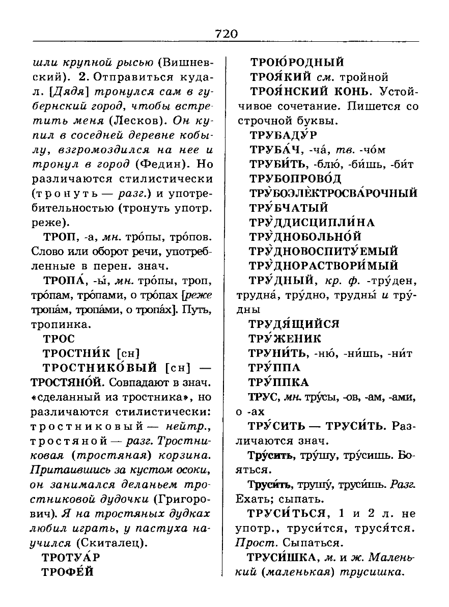 Сканированная страница словаря трудностей русского языка