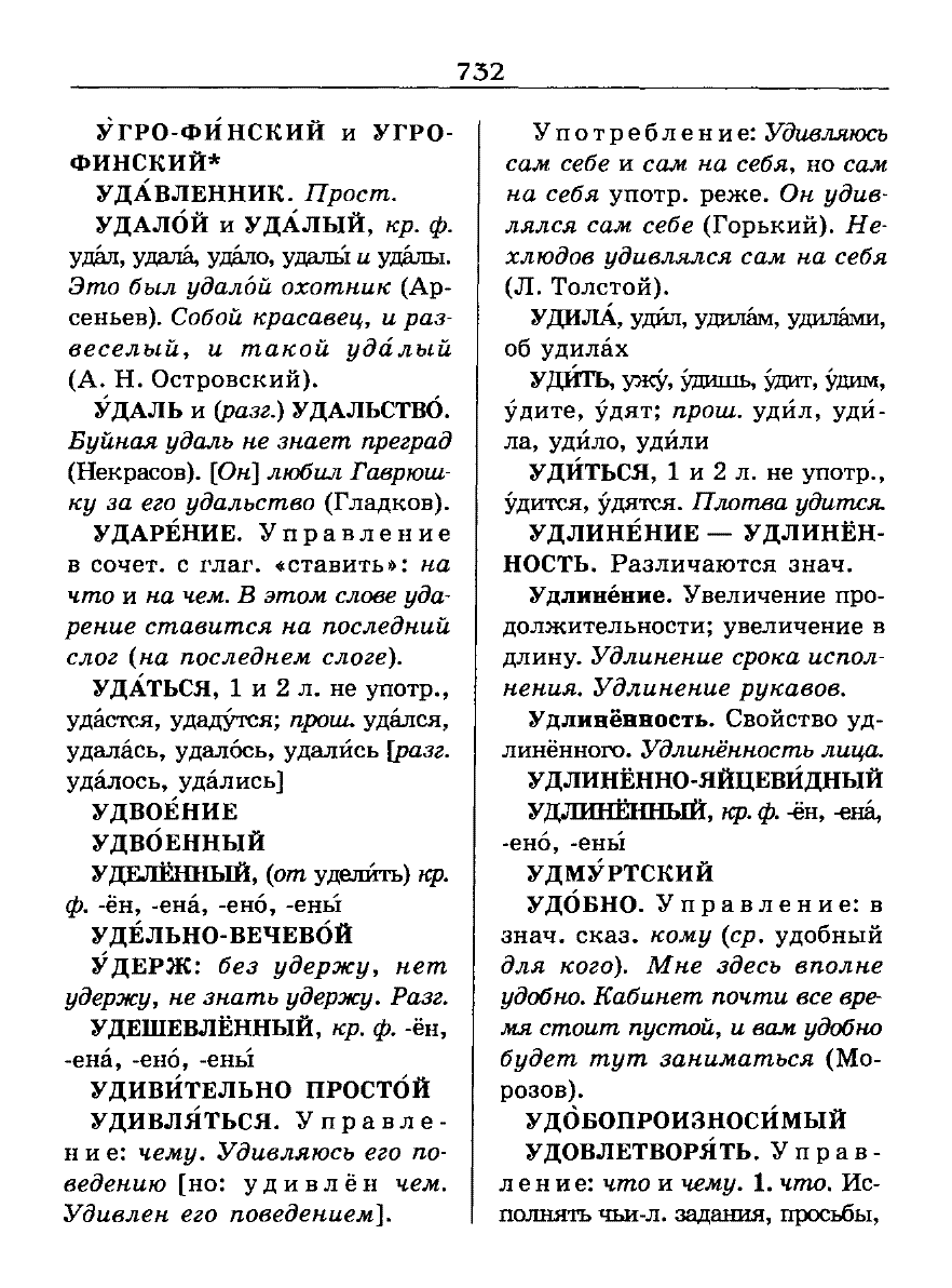 Сканированная страница словаря трудностей русского языка