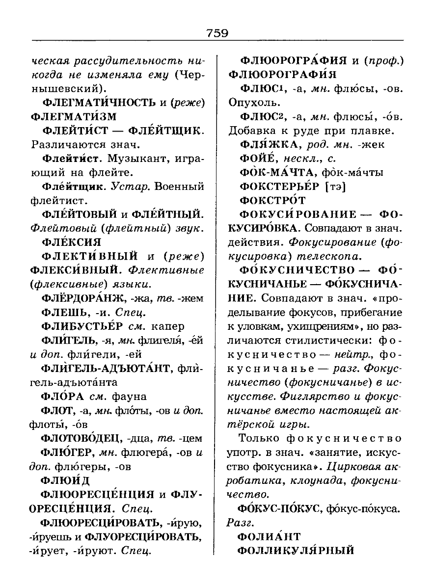 Сканированная страница словаря трудностей русского языка