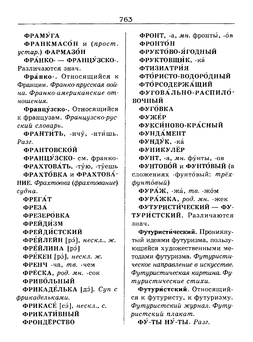 Сканированная страница словаря трудностей русского языка