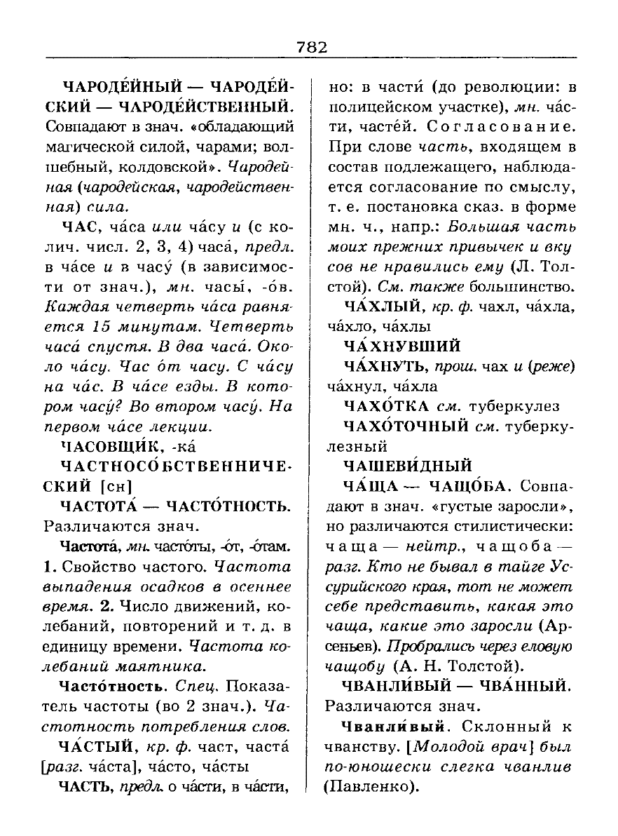 Сканированная страница словаря трудностей русского языка